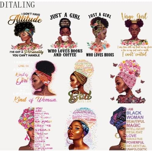 Beautiful African Women Patch Thermal Sticker On Clothes Iron On Transfers Vinyl Patch For Clothing DIY T-Shirt Hoodies Applique