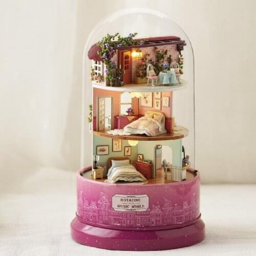 CUTE ROOM Multi-Style DIY Doll House Handmade Puzzle Toy Travel Around The World Music Box Glass Crafts Childrens Toys Sky City