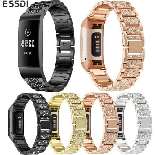 Essidi Fashion Bracelet Strap For Fitbit Charge 3 Smart Watch Stainless Steel Wrist Band Loop Buckle For Fitbit Charge 3 Parts