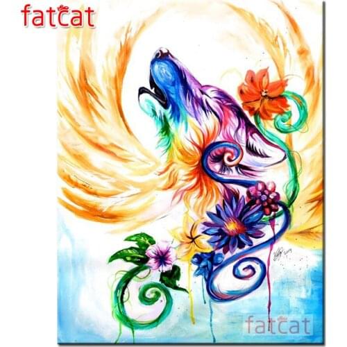 FATCAT Abstract wolf flower 5d diy diamond painting full square round drill diamond embroidery kits needlework decoration AE2801