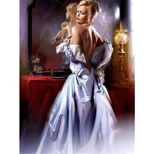 Portrait Woman Printed Canvas 11CT Cross Stitch Complete Kit Embroidery DMC Threads Sewing Needlework Handmade Hobby Decor