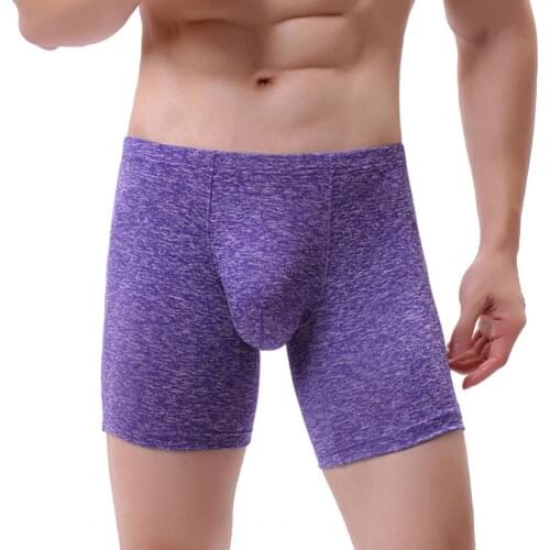 New U Convex Men Underpants Solid Color Skin-friendly Moisture Wicking Shorts Seamless Mid Waist Boxer Panties for Daily Wear