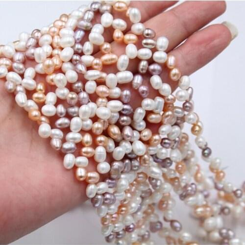 Wholesale 5-6MM Real Cultured Freshwater Rice Shape Pearl Necklace Strand String Jewelry Beads Accessory 10pcs/lot