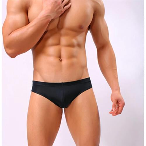 Sexy Mens Underwear U Convex One-piece Ultra-thin Transparent Ice Silk Mens Briefs Large Size Low Waist Sexy Briefs Shorts