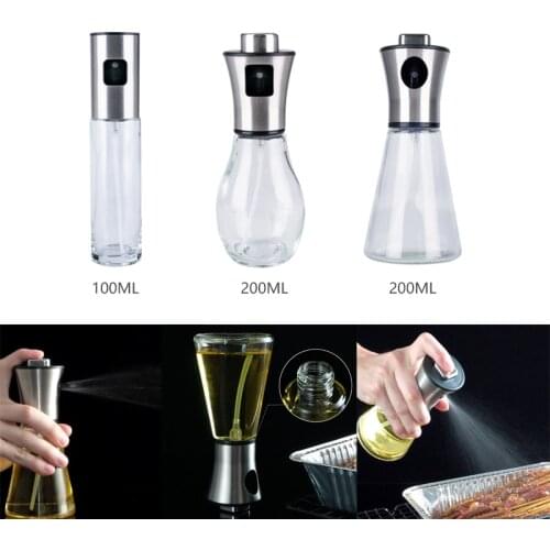 100/200ml Empty Spray Bottle Stainless Steel Kitchen Olio Sprayer Leak-proof Soy Sauce Olive Bottle Dispenser BBQ Cooking Tools