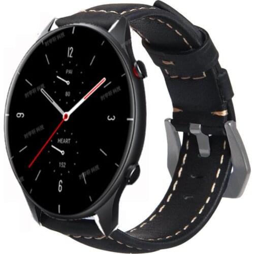 For Xiaomi Amazfit GTR 2E 47mm GTR2 Band 22mm Premium Vintage Crazy Horse Genuine Leather Strap for Huami Amazfit Pace Stratos