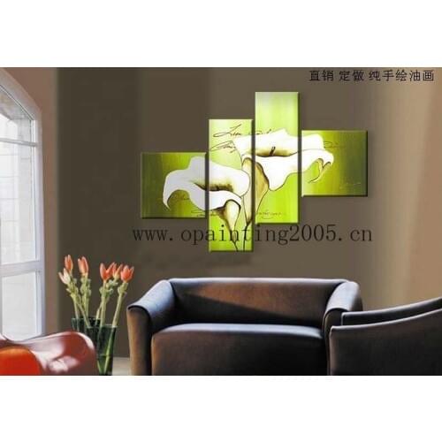 Hand Painted White Flower Painting Abstract Group of Oil Painting For Living Room Canvas Modern Lily Pictures Wall Art Picture