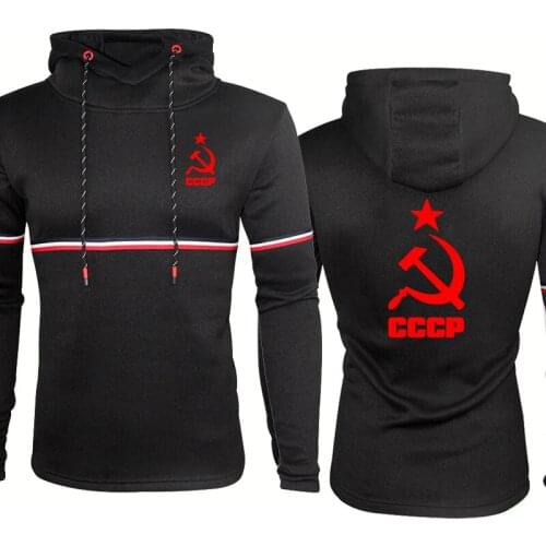 Spring Autumn Mens hooded sweater Unique CCCP Russian USSR Soviet Union printing high quality Cotton Mens Hoodie