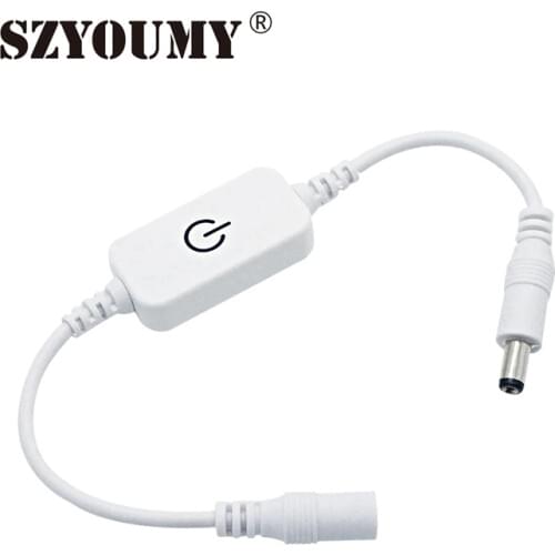 SZYOUMY LED Dimmer Touch Switch Brightness for Single Color LED Strip Lamp DC 12V-24V 6A Black/White with DC Female Male Plug