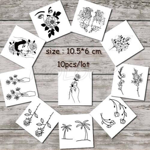Tattoo sticker fake tatoo flower plant small size hand arm temporary water transfer stickers for girl man woman sell in lot