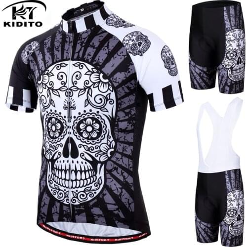 KIDITOKT 2020 Skull Cycling Jersey Set Quick-Dry MTB Bicycle Clothes Wear Mountain Bike Clothing 100% Polyester Cycling Set
