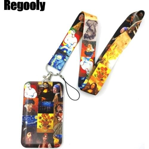 Vintage Oil painting Art Art Cartoon Anime Fashion Lanyards Bus ID Name Work Card Holder Accessories Decorations Kids Gifts