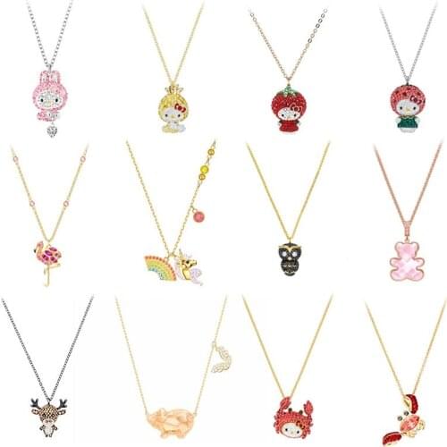 High quality Swa original crystal flamingo owl rainbow necklace is suitable for women to party