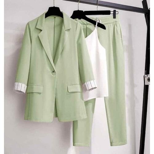 Women Blazer Suit FSpring Autumn Lady Blazer Jacket +Long Pant Female Outerwear Elegant Ladies Coat Plus Size 4xl Casual Suit