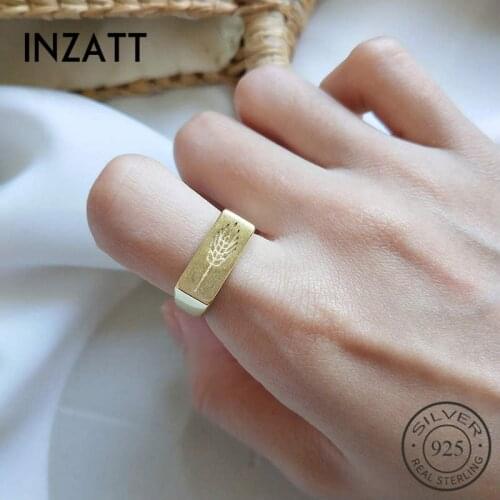 INZATT Real 925 Sterling Silver Minimalist Badge Rectangle Ring For Fashion Women Trendy Fine Jewelry Accessories 2019 Gift