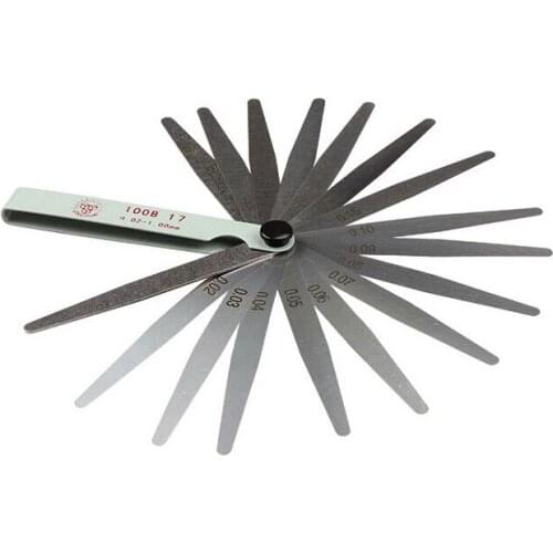 17 Blades Feeler Gauge Metric Gap Filler 0.02-1.00mm Gage Measurment Tool For Engine Valve Adjustment