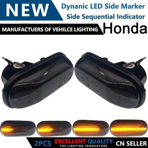 2Pcs Dynamic LED Side Marker Light Somked Turn Signal Light Side Lamp for HONDA Civic Accord S2000 CRX Fit Prelude 33801-S2A-023