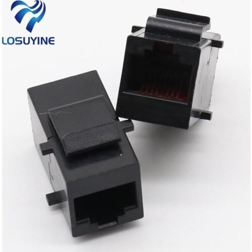 2 pcs Black RJ45 module docking network straight through double pass free module type pair