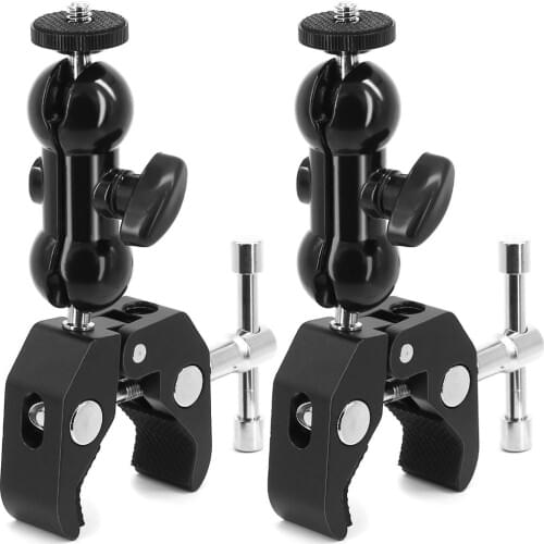2Pack Camera Clamp Mount Monitor Mount Bracket Double Ballhead Ball Arm with Super Clamp for Ronin M Ronin MX Freefly MOVI
