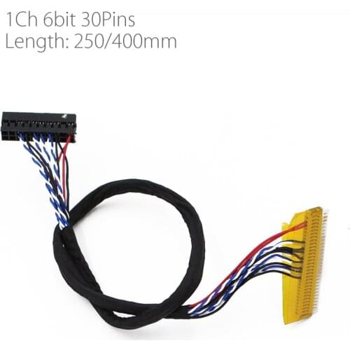250mm 400mm 30Pins Driver Board Universal Screen Cable FI-X30P-D6 for any 30 pin 1 channel 1ch 6 bit LVDS Cable interface