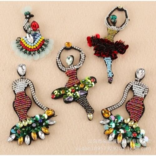 4pcs/lot Handmade Sewing Embroidery Patches for Clothing Crystal Diamond Mermaid Apparel Accessories Applique for Clothes