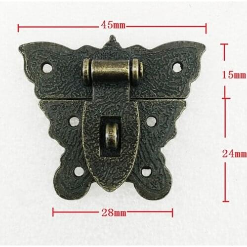 Butterfly Buckle Hasp Hasp Wooden Wine Box With Lock Buckle Antique Padlock Hardware,Zinc Alloy,39*45mm,1PC