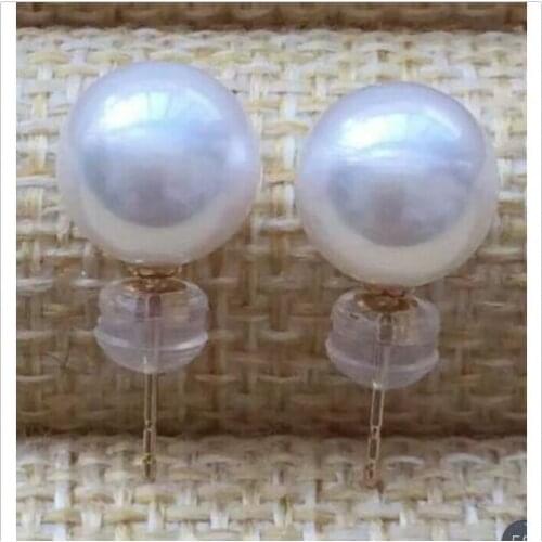 Free shipping charming air of pAAA 8.5-9MM Akoya white round pearl earring