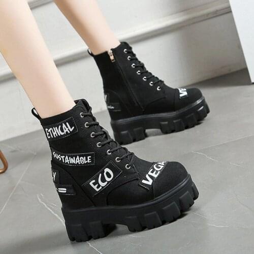 Canvas Martin Boots spring and Autumn 2020 new high top platform short in the British style skinny boots women