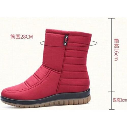 Womens Snow Boots Woman Ankle Platform Wedges Fashion Slip-on New Winter Plus Velvet Waterproof Warm Shoes
