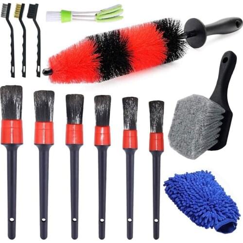 DHBH-13 Pcs Car Wheel Brush Set, Car Detailing Kit, 17Inch Long Soft Wheel Brush, 6 Car Detail Brush for Automotive Cleaning