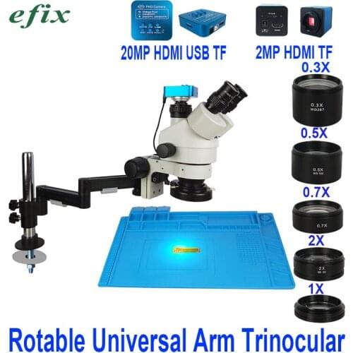 Efix 3.5-90X Foldable Universal Stand Trinocular Soldering Stereo HDMI HD Camera Microscope Continus Zoom Phone Repair