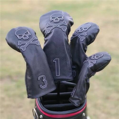 SKULL Golf Woods Headcovers Golf Covers For Driver Fairway Woods 135H Clubs Set Heads PU Leather Unisex