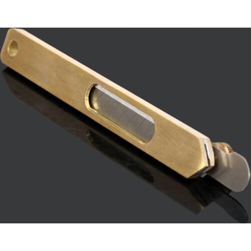 1pc Leather Craft Tools DIY Incision Cutter Knife Copper Trimming Knife with Blade Leather Cutting Tool Patchwork