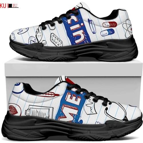 KUILIU Fashion Graffiti Women Increasing Flats Platform Shoes Print Casual Lady Breathable Mesh Sneaker Paris Brand Designer