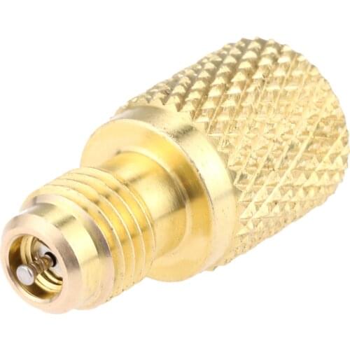 1Pc ACME A/C R134a Brass Pipe Fitting Coupler Adapter 1/4" Male To 1/2" Female W / Valves Core For R134A Refrigerant Tank Mayitr