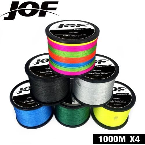JOF 4 Strands 1000M PE Braided Fishing Line Sea Saltwater Carp Fishing Weave Superior Extreme Strong 2019 Fishing Accessories