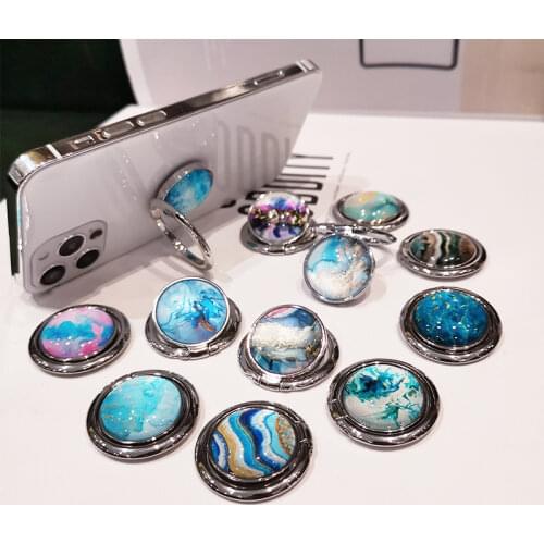 360 Degree Mobile Marbling Silver Phone Holder For iPhone X 8 7 11 12 Pro Metal Finger Phone Stand For Samsung S9 Phone Bracket