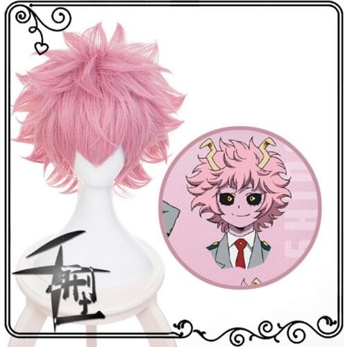 My Hero Academia Ashido Mina Wig Cosplay Costume Men Women Short Synthetic Hair Party Role Play Wigs
