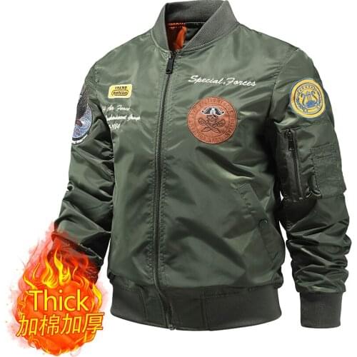 Anyvearon Thick2021New High Quality Mens Pilot Jackets Eagle&Air Force Image Design Bomber Jacket Autumn O-Neck Zipper Man Coat