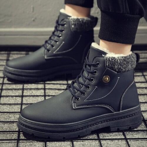 Platform Shoes Leather Men Winter Warm Snow Boots Casual Shoes for Men Platform Boots Waterproof Ankle Boots Hombre Classic
