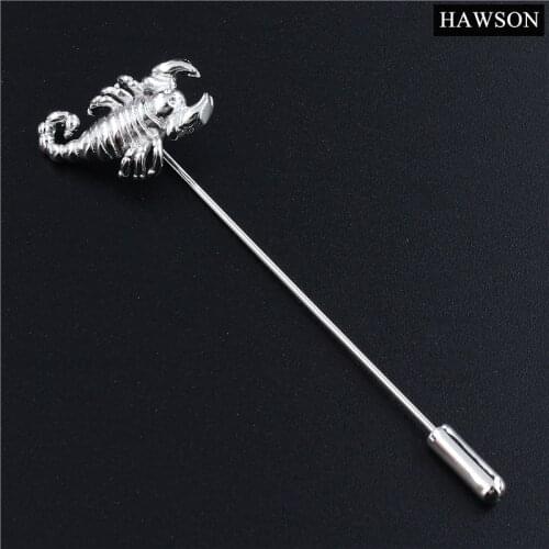 HAWSON Silver Color Scorpion Brooch Fashion Animal Shape Mens Suit Accessories Brooches Pin