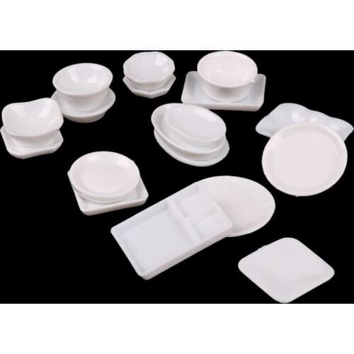 18pcs Mini Plates Accessories Kit Diy 1:12 Doll House Miniature Dish Tableware Miniature Kitchen Doll House