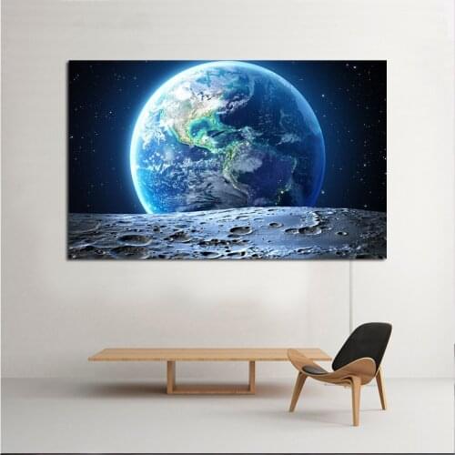 Wall Art Galaxy Stars Hole Space Canvas Painting Universe Earth Meteorite Posters and Prints Wall Picture for Home Decor