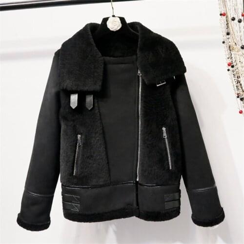 2019 Autumn Winter New Womens Suede Loose Short Locomotive Thickening Lamb Fur Fur One Coat Tide H00309