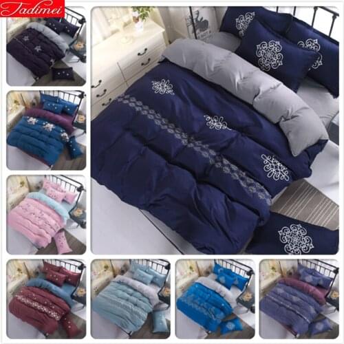 New Fashion Boy Girls 1.5m 1.8m 2m 1.2m Duvet Cover King Queen Double Size Bed Sheet 3pcs 4pcs Bedding Set Solid Floral Bedlinen