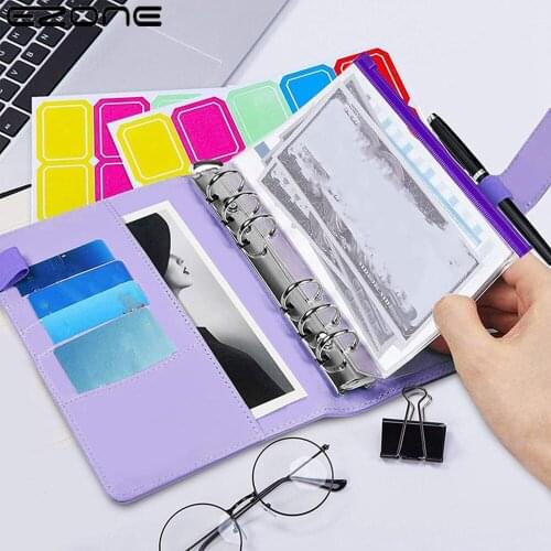 EZONE 23pcs A6 Binder PU Leather Budget Binder With Cash Envelopes Planner Notebook Office Supplies Accounting for Saving Money
