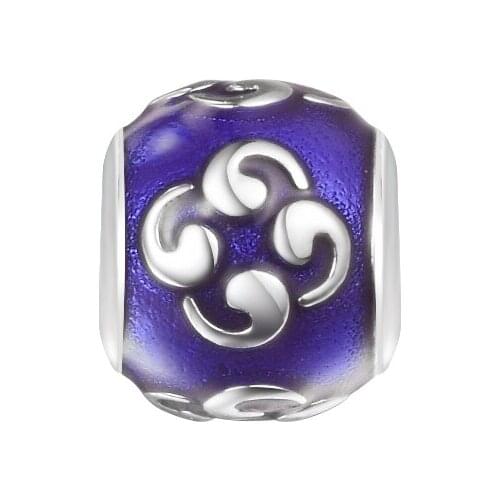 Fits Pandora Bracelets Purple Enamel Zen Swirls Charm Beads for DIY Making 925 Sterling Silver Jewelry Women Gift Kralen