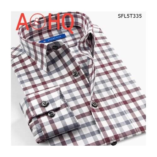 Smart Five Casual Shirt Long Sleeve Pattern Plaid Mens Shirts Flannel 100% Cotton Shirts For Male Fashion SFL5T296