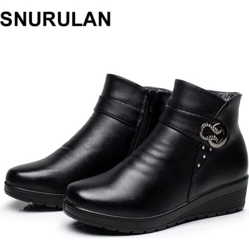 SNURULANFashion Women snow Boots elderly mother soft warm boots Female Flat Comfortable Ankle Boots Women Waterproof ShoesE107