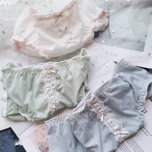 Candy Color Lovely Panties For Cute Girl Coast Lace Bow Elastic Lovely Womens Underwear Sexy Lingerie Seamless Breathable Brief